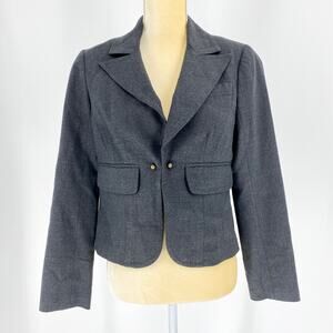 TRINA TURK Womens Blazer Size 2 Grey Wool Blend with Chain Closure Jacket Career